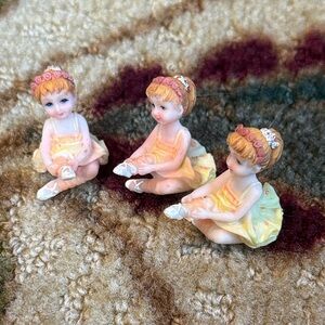 Delicate Yellow Ballerina Figurines Set